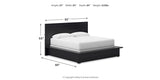 Londer King Panel Bed with Mirrored Dresser in Black from Ashley - Luna Furniture