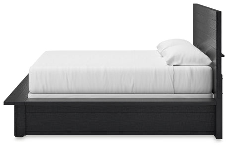 Londer Black King Panel Bed with Mirrored Dresser from Ashley - Luna Furniture