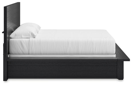 Londer Black King Panel Bed with Mirrored Dresser from Ashley - Luna Furniture