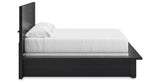 Londer King Panel Bed with Mirrored Dresser and Nightstand in Black from Ashley - Luna Furniture