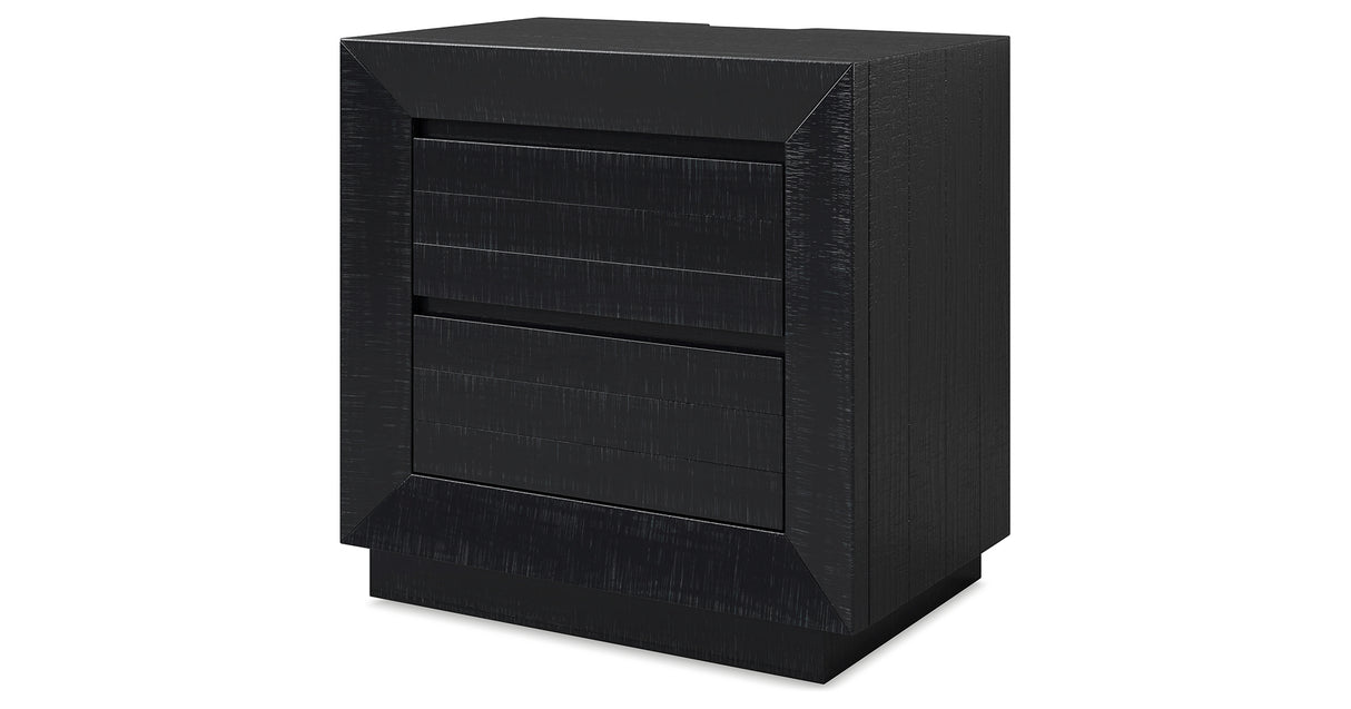 Londer King Panel Bed with Mirrored Dresser and Nightstand in Black from Ashley - Luna Furniture