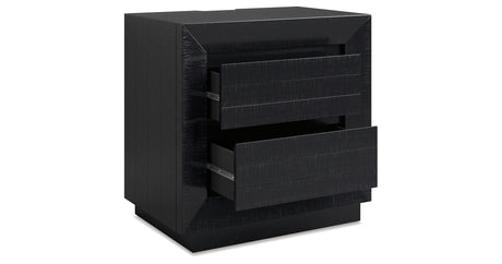 Londer King Panel Bed with Mirrored Dresser and Nightstand in Black from Ashley - Luna Furniture