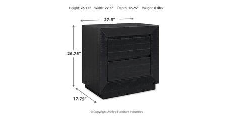 Londer Queen Panel Bed with Mirrored Dresser and Nightstand in Black from Ashley - Luna Furniture