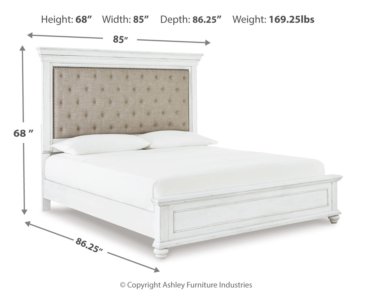 Kanwyn Whitewash California King Panel Bed B777B13 – Luna Furniture