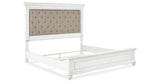 Kanwyn California King Panel Bed with Mirrored Dresser and Chest in Whitewash from Ashley Furniture - Luna Furniture