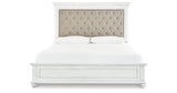 Kanwyn Whitewash King Upholstered Panel Bed, Dresser and Mirror from Ashley - Luna Furniture