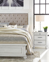Kanwyn Whitewash Queen Upholstered Panel Bed from Ashley - Luna Furniture