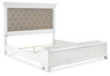Kanwyn Whitewash Upholstered Storage Panel Bedroom Set from Ashley - Luna Furniture