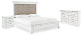 Kanwyn Whitewash Upholstered Panel Bedroom Set from Ashley - Luna Furniture
