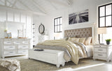 Kanwyn Whitewash Upholstered Storage Panel Bedroom Set from Ashley - Luna Furniture