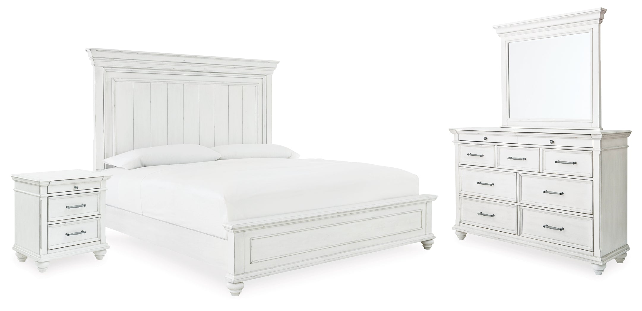 Kanwyn Whitewash Panel Bedroom Set - Luna Furniture
