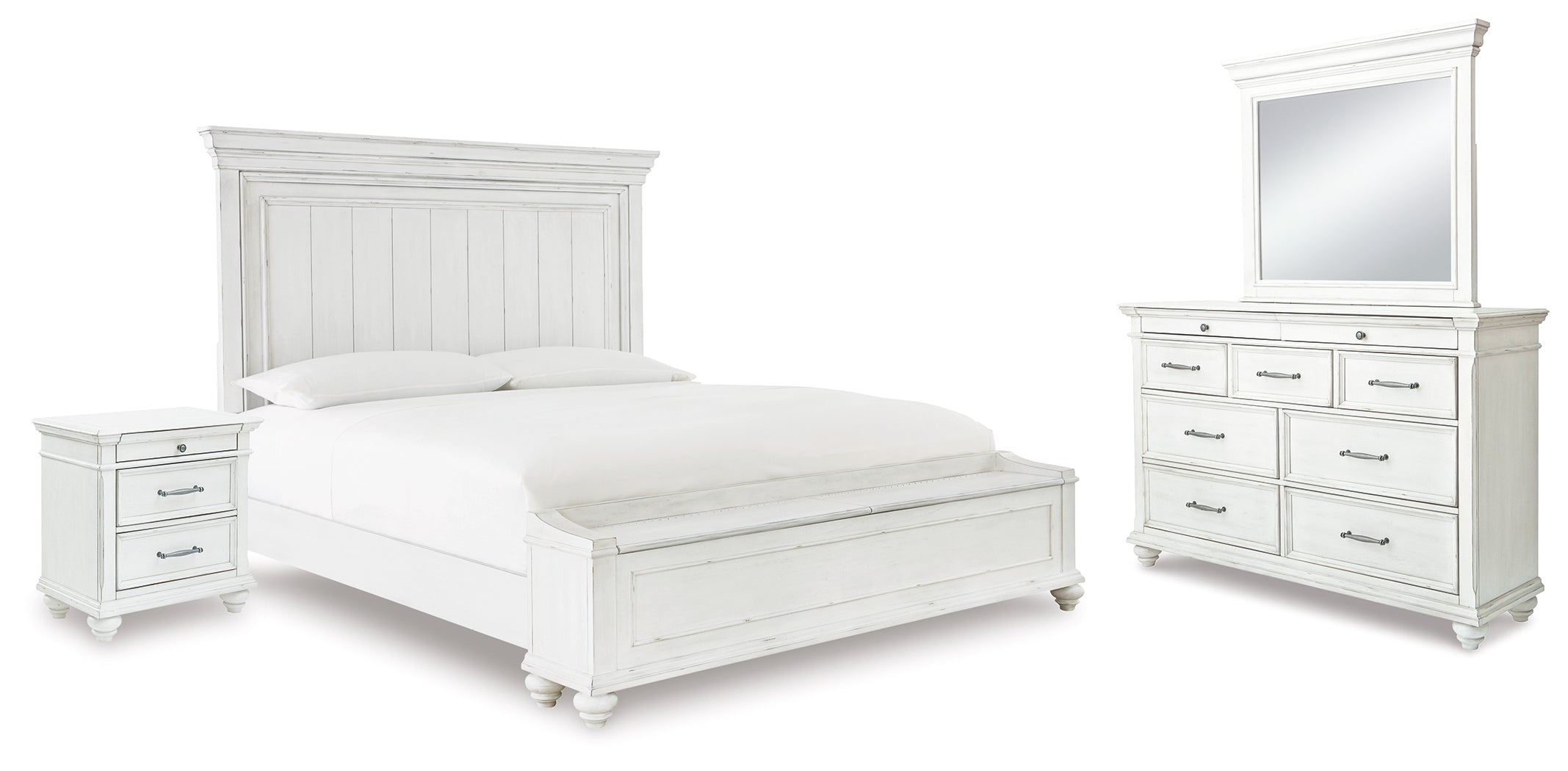 Kanwyn Whitewash Panel Storage Bedroom Set - Luna Furniture