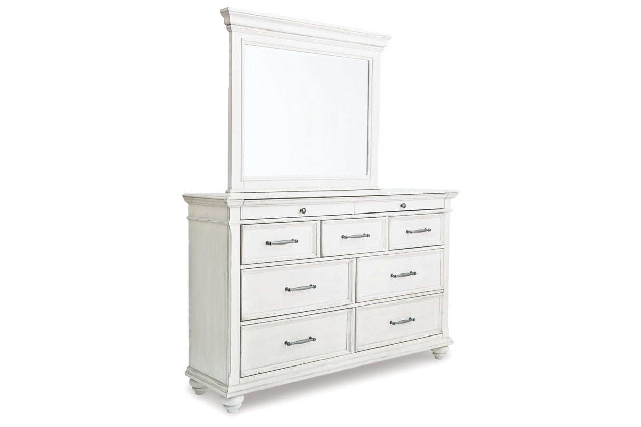 Kanwyn Whitewash Dresser and Mirror from Ashley - Luna Furniture