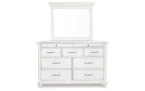 Kanwyn California King Panel Bed with Mirrored Dresser and Chest in Whitewash from Ashley Furniture - Luna Furniture