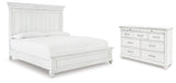 Kanwyn Whitewash Queen Panel Bed and Dresser from Ashley - Luna Furniture