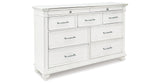 Kanwyn Queen Panel Bed with Dresser in Whitewash from Ashley - Luna Furniture