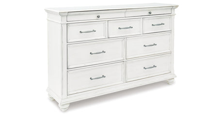 Kanwyn Queen Panel Bed with Dresser in Whitewash from Ashley Furniture - Luna Furniture