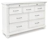 Kanwyn King Panel Bed with Storage with Dresser in Whitewash from Ashley - Luna Furniture