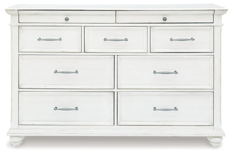 Kanwyn King Panel Bed with Storage with Dresser in Whitewash from Ashley Furniture - Luna Furniture