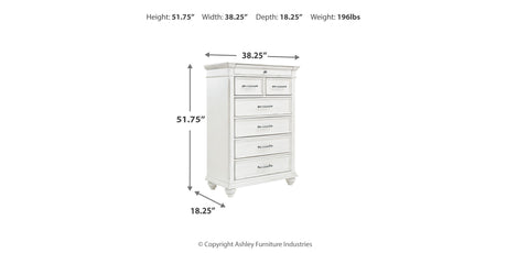 Kanwyn Whitewash Chest of Drawers from Ashley - Luna Furniture