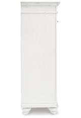 Kanwyn King Panel Bed with Mirrored Dresser and Chest in Whitewash from Ashley - Luna Furniture