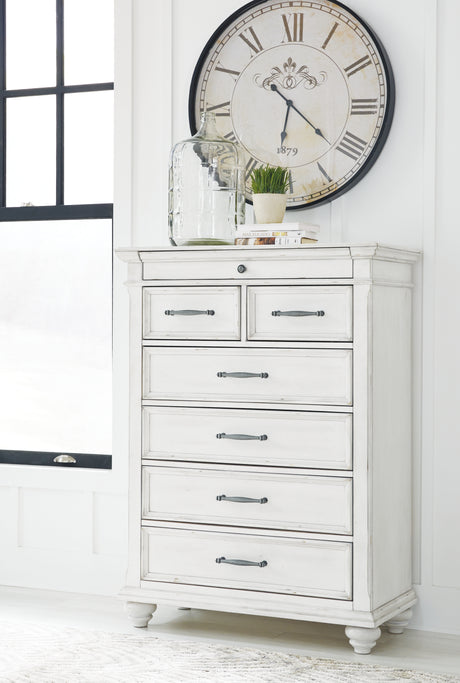 Kanwyn Whitewash Chest of Drawers from Ashley - Luna Furniture