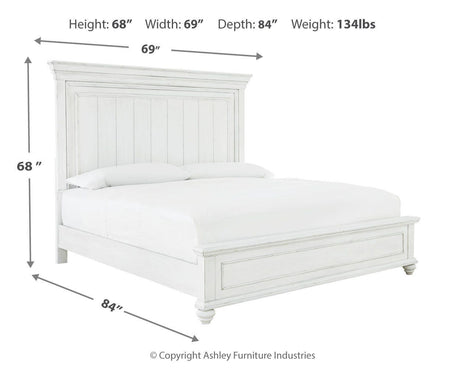 Kanwyn Whitewash Queen Panel Bed and Dresser from Ashley - Luna Furniture