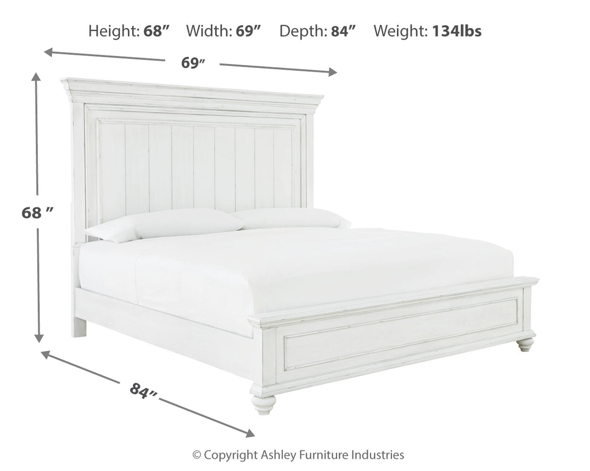 Kanwyn Queen Panel Bed with Dresser in Whitewash from Ashley - Luna Furniture