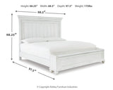 Kanwyn Queen Panel Bed with Storage with Mirrored Dresser and 2 Nightstands in Whitewash from Ashley - Luna Furniture