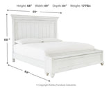 Kanwyn Queen Panel Bed with Storage with Mirrored Dresser and Chest in Whitewash from Ashley Furniture - Luna Furniture