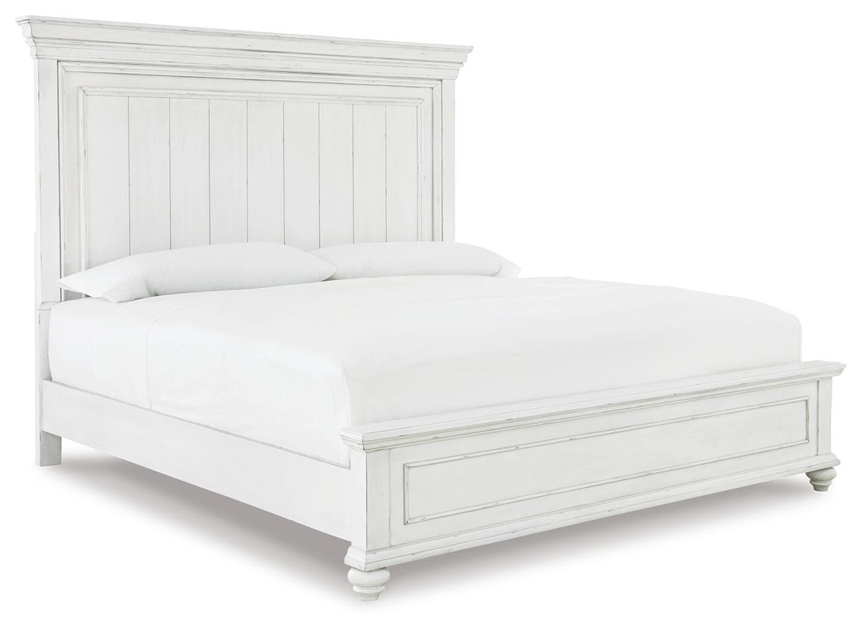 Kanwyn Whitewash California King Panel Bed from Ashley Furniture - Luna Furniture