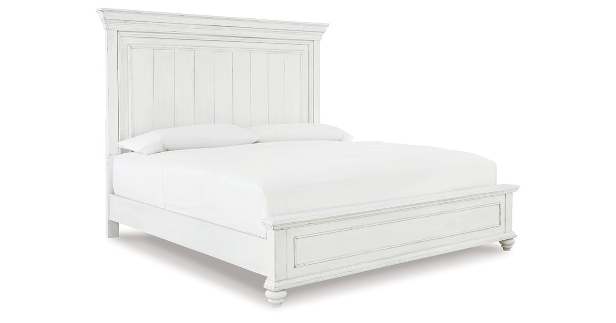 Kanwyn Whitewash California King Panel Bed from Ashley Furniture - Luna Furniture