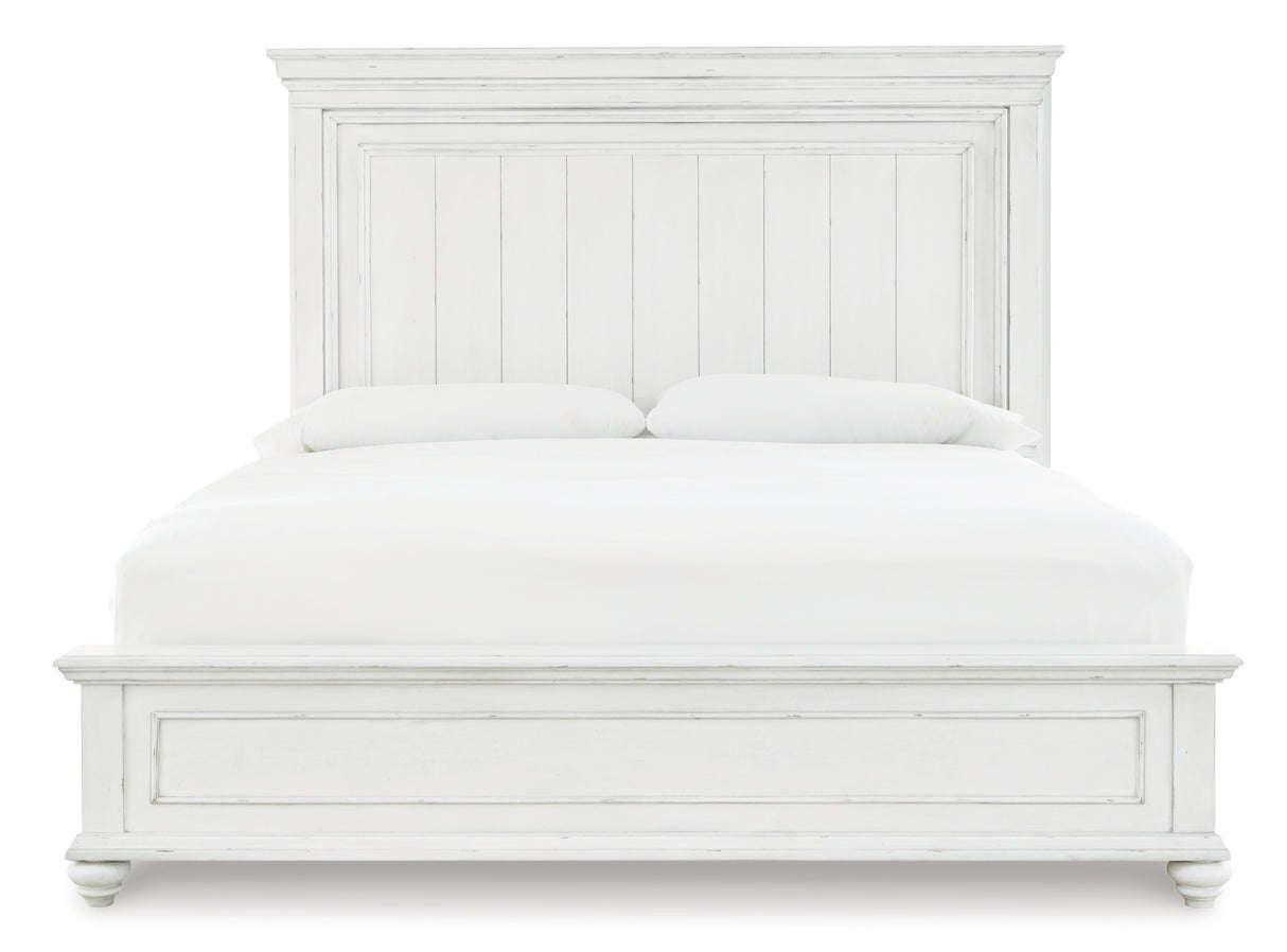 Kanwyn Whitewash King Panel Bed from Ashley - Luna Furniture