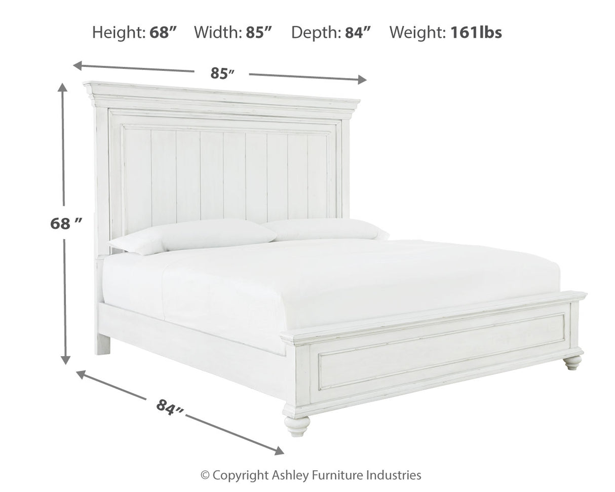 Kanwyn Whitewash King Panel Bed from Ashley - Luna Furniture