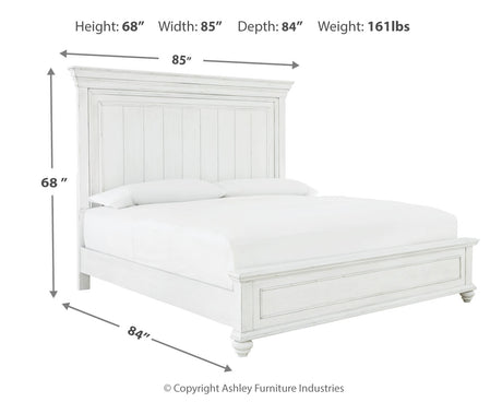 Kanwyn King Panel Bed with Dresser in Whitewash from Ashley Furniture - Luna Furniture