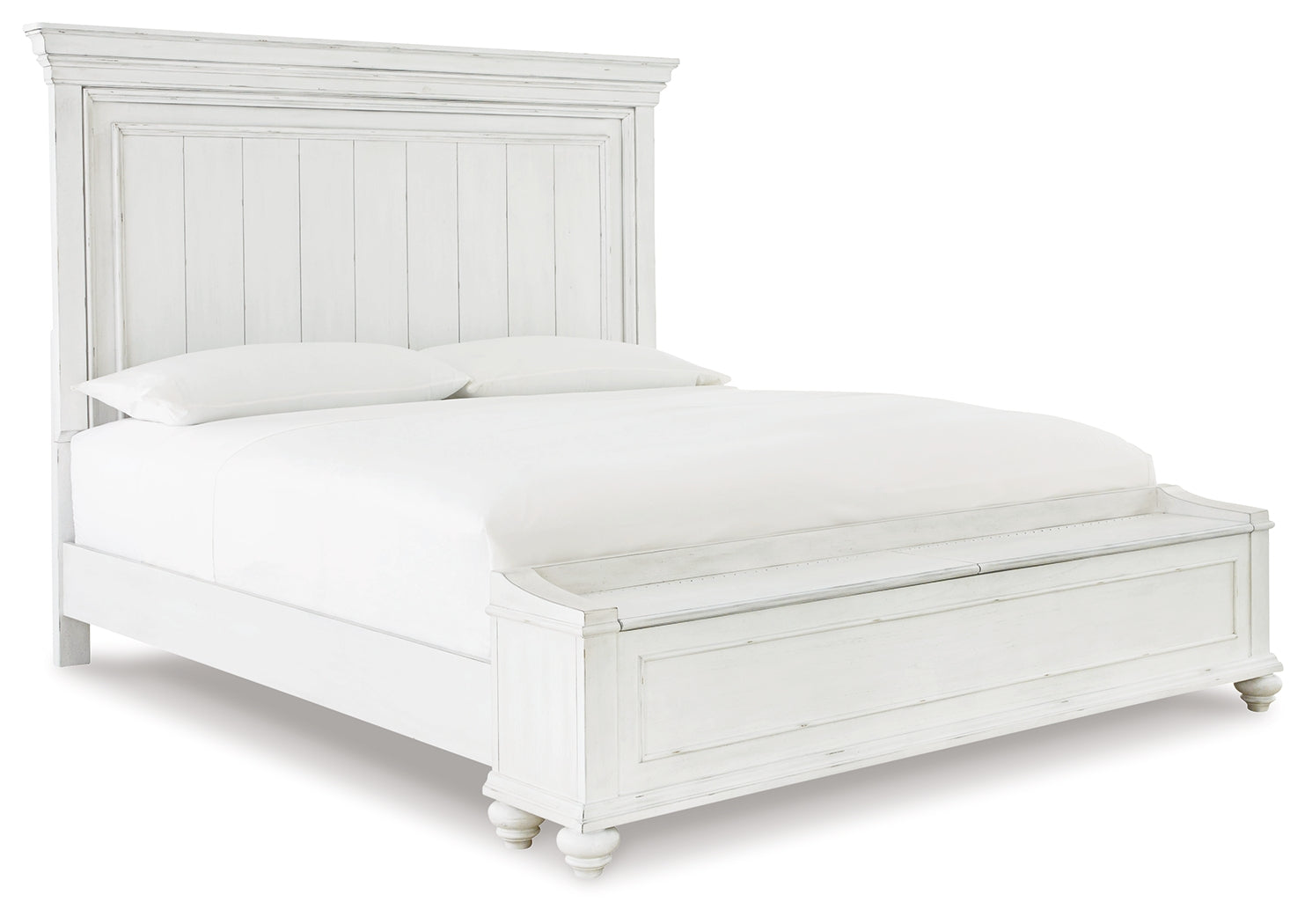 Ashley Kanwyn Whitewash California King Panel Bed with Storage