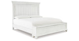 Kanwyn Queen Panel Bed with Storage with Mirrored Dresser and Chest in Whitewash from Ashley Furniture - Luna Furniture