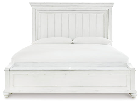 Kanwyn King Panel Bed with Storage with Dresser in Whitewash from Ashley Furniture - Luna Furniture