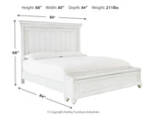 Kanwyn King Panel Bed with Storage with Mirrored Dresser, Chest and 2 Nightstands in Whitewash from Ashley Furniture - Luna Furniture