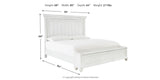 Kanwyn Queen Panel Bed with Storage with Mirrored Dresser in Whitewash from Ashley - Luna Furniture
