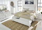 Kanwyn Whitewash King Panel Bed with Storage Bench from Ashley - Luna Furniture