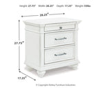Kanwyn King Panel Bed with Storage with Mirrored Dresser, Chest and 2 Nightstands in Whitewash from Ashley - Luna Furniture