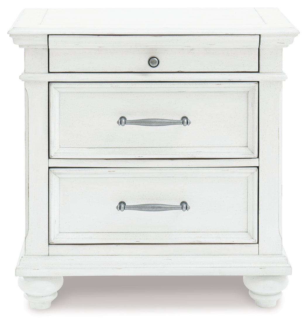 Ashley Kanwyn Whitewash Upholstered Storage Bedroom Set - Luna