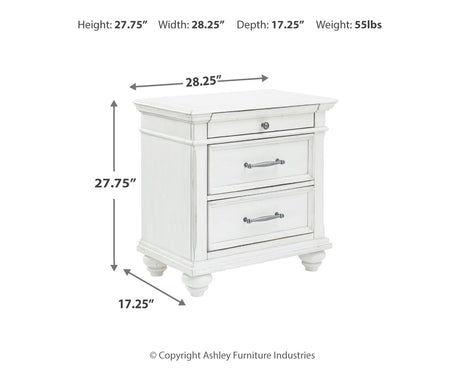 Kanwyn Whitewash King Upholstered Panel Bed, Dresser and Nightstand from Ashley Furniture - Luna Furniture