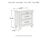 Kanwyn King Panel Bed with Mirrored Dresser, Chest and 2 Nightstands in Whitewash from Ashley Furniture - Luna Furniture