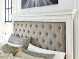Kanwyn Whitewash Queen Upholstered Panel Bed from Ashley - Luna Furniture