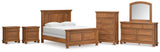 Feddinger Queen Panel Bed with Mirrored Dresser, Chest and 2 Nightstands in Medium Brown from Ashley Furniture - Luna Furniture
