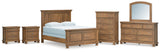 Feddinger Chestnut Queen Panel Bed, Dresser, Mirror, Chest and 2 Nightstands from Ashley - Luna Furniture