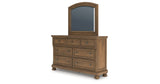 Feddinger Queen Storage Sleigh Bed with Mirrored Dresser, Chest and Nightstand in Medium Brown from Ashley Furniture - Luna Furniture
