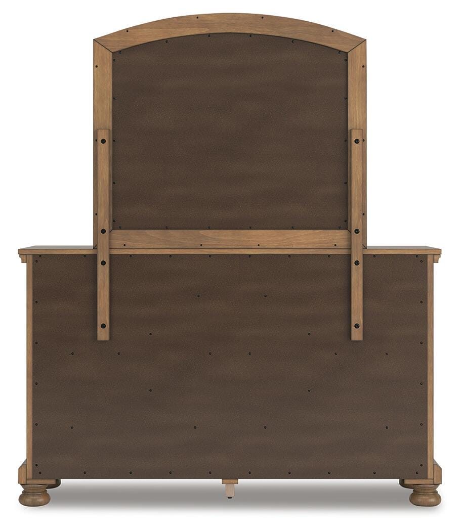 Feddinger Chestnut Queen Panel Bed, Dresser, Mirror, Chest and 2 Nightstands from Ashley - Luna Furniture